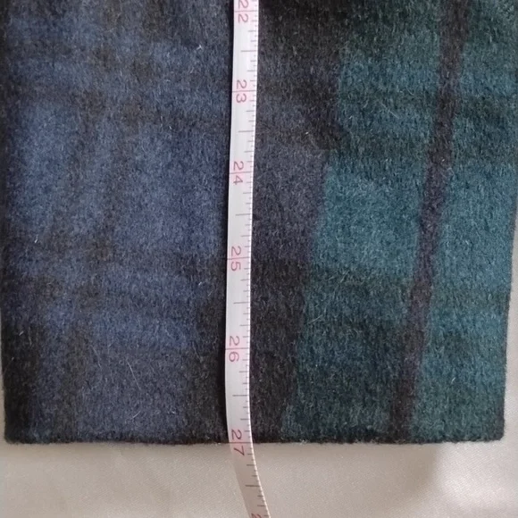 JW Anderson X Uniqlo Wool Pea Coat M Plaid Double Breasted Green Blue Black